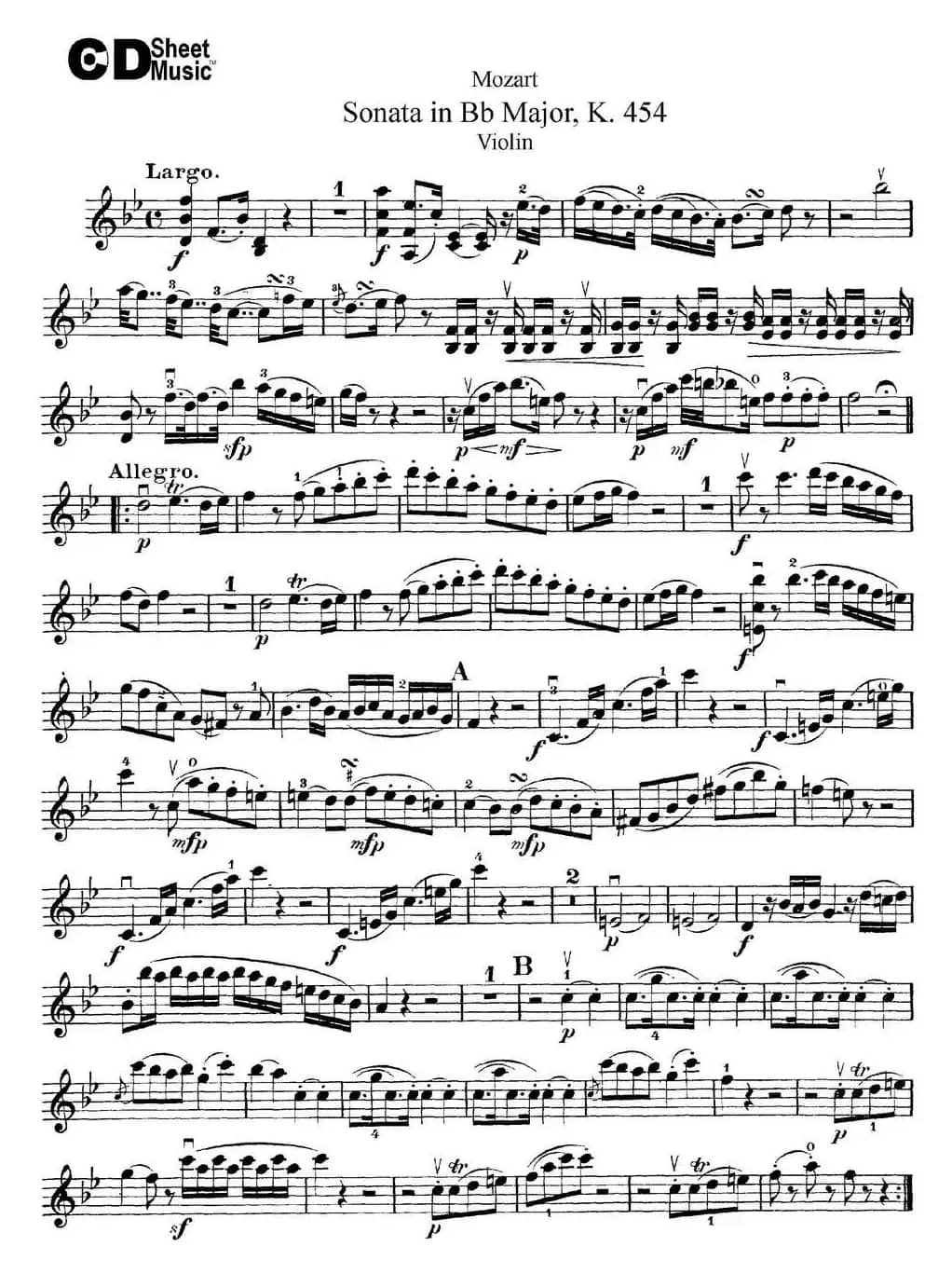 Violin Sonata in Bb Major K.454