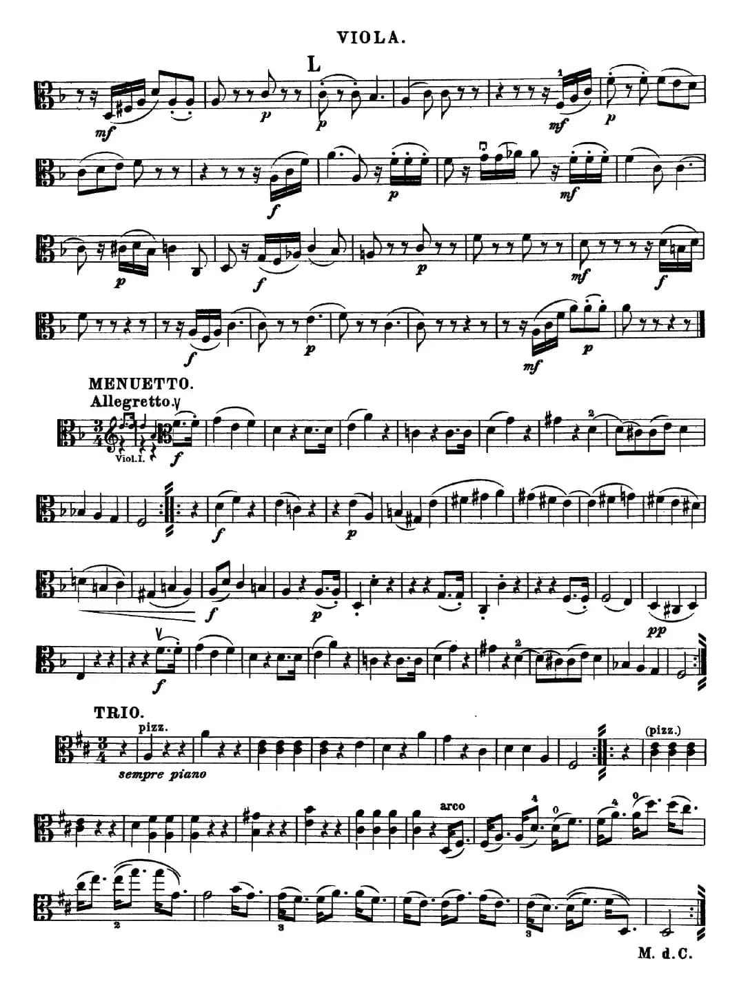 Mozart《Quartet No.15 in D Minor,K.421》（Viola分谱）