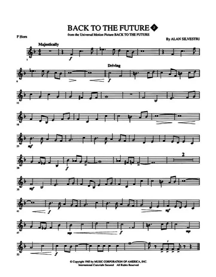 回到未来（电影音乐、圆号乐谱）