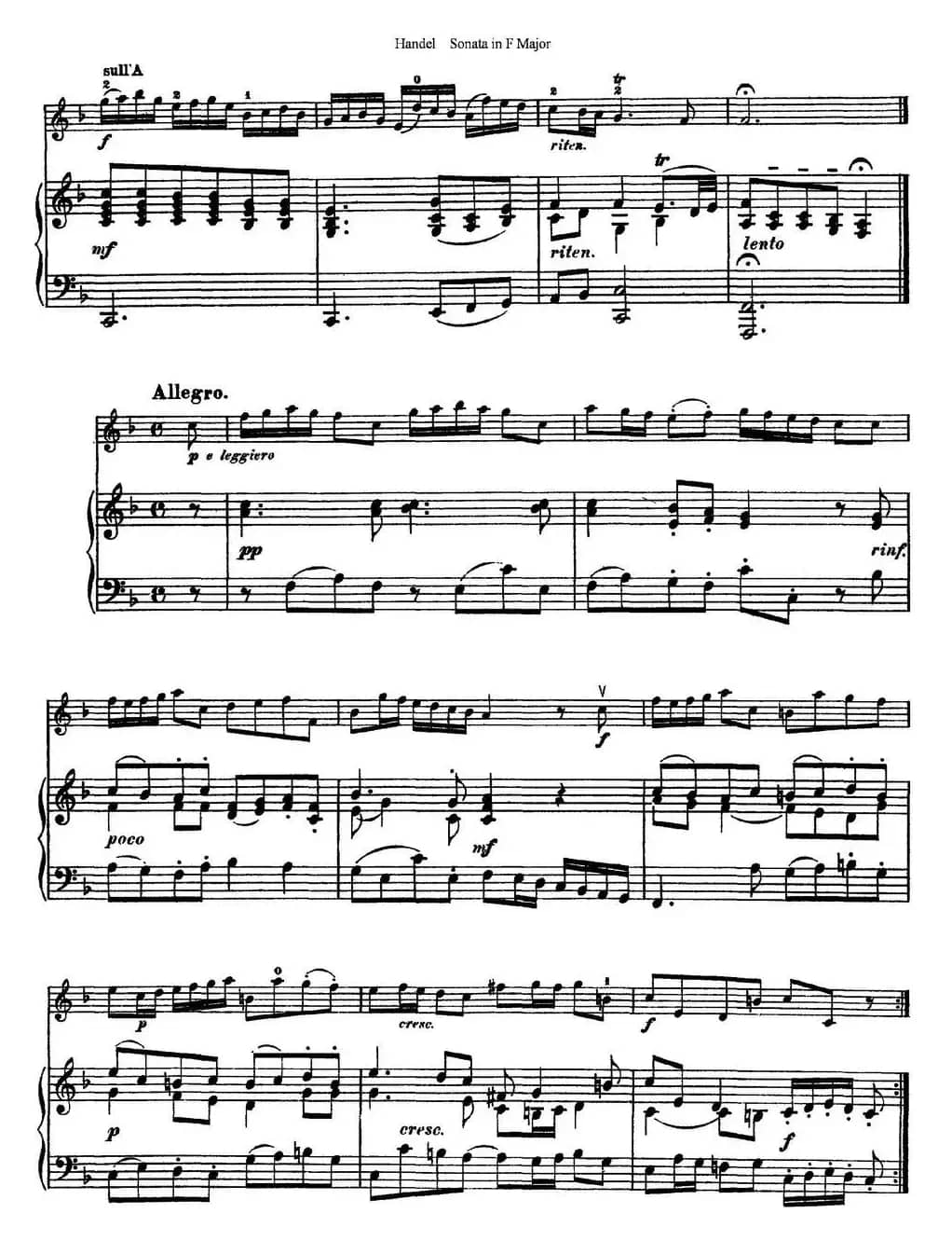 Violin Sonata No.3 in F major（小提琴+钢琴伴奏）