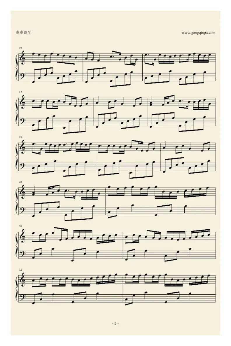 卡农C大调简易版