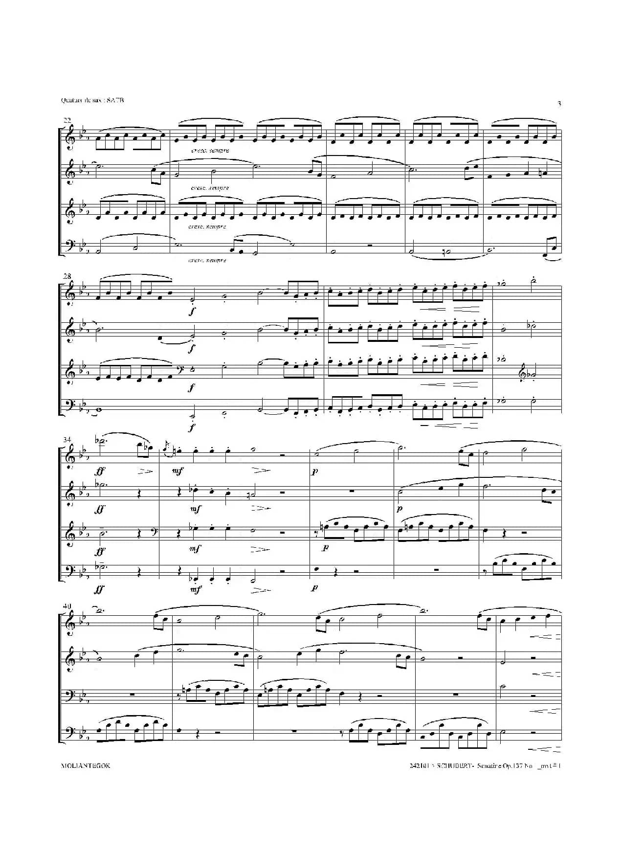 Sonatine Op.137 No 1（四重奏总谱）