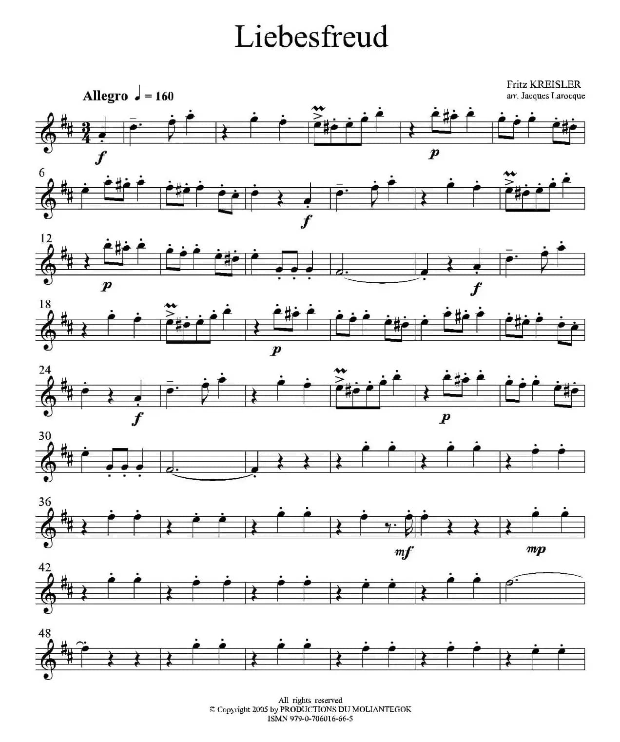 Liebesfreud（四重奏第二高音萨克斯分谱）