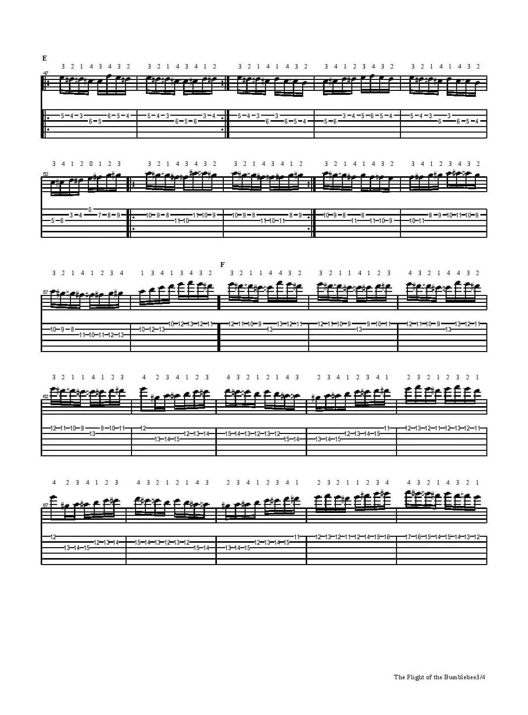 The Flight of the Bumblebee（ 五线谱+六线谱）