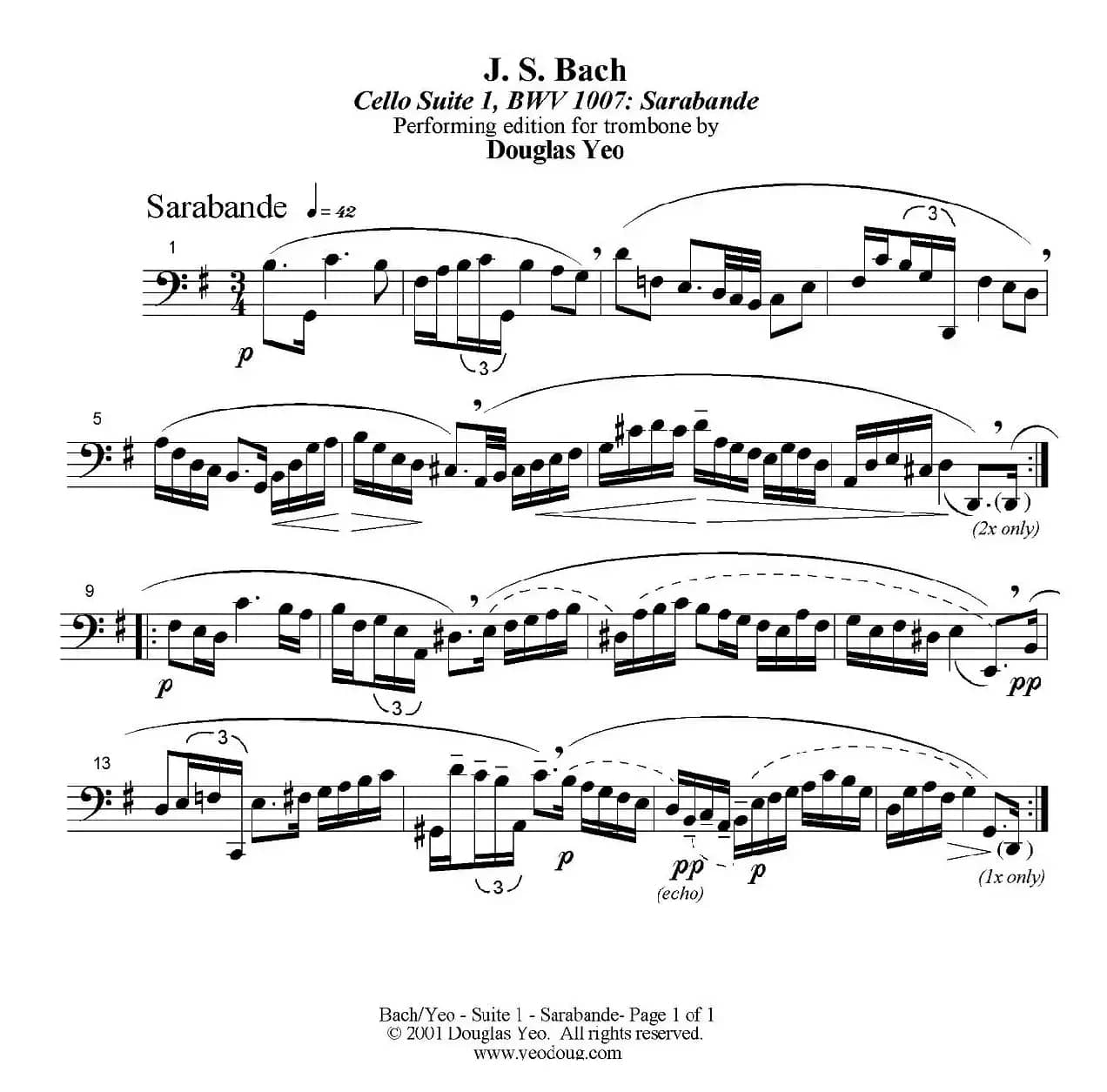 Douglas Yeo - Sarabande（萨拉班德舞曲）（低音长号）