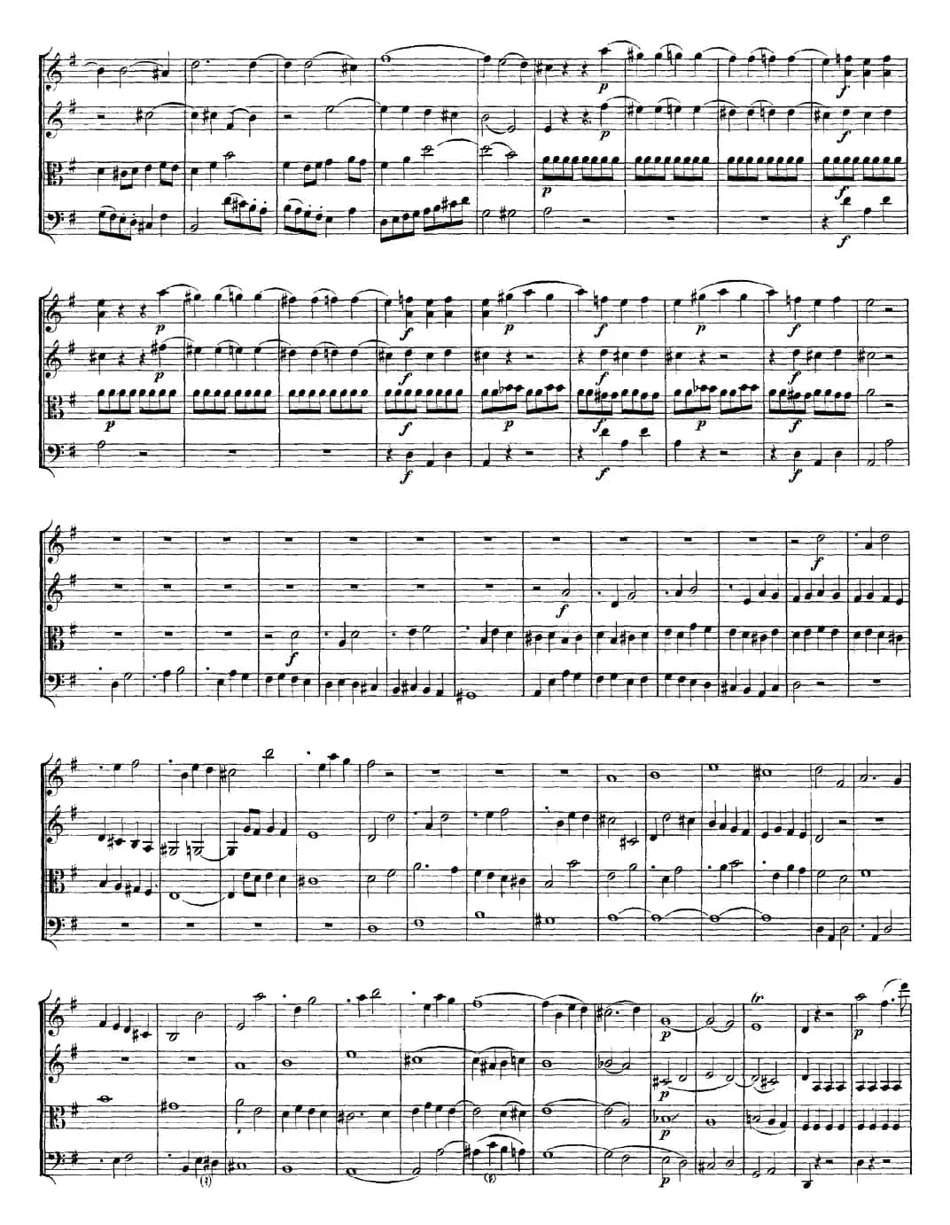 Mozart《Quartet No.14 in G Major,K.387》（总谱）