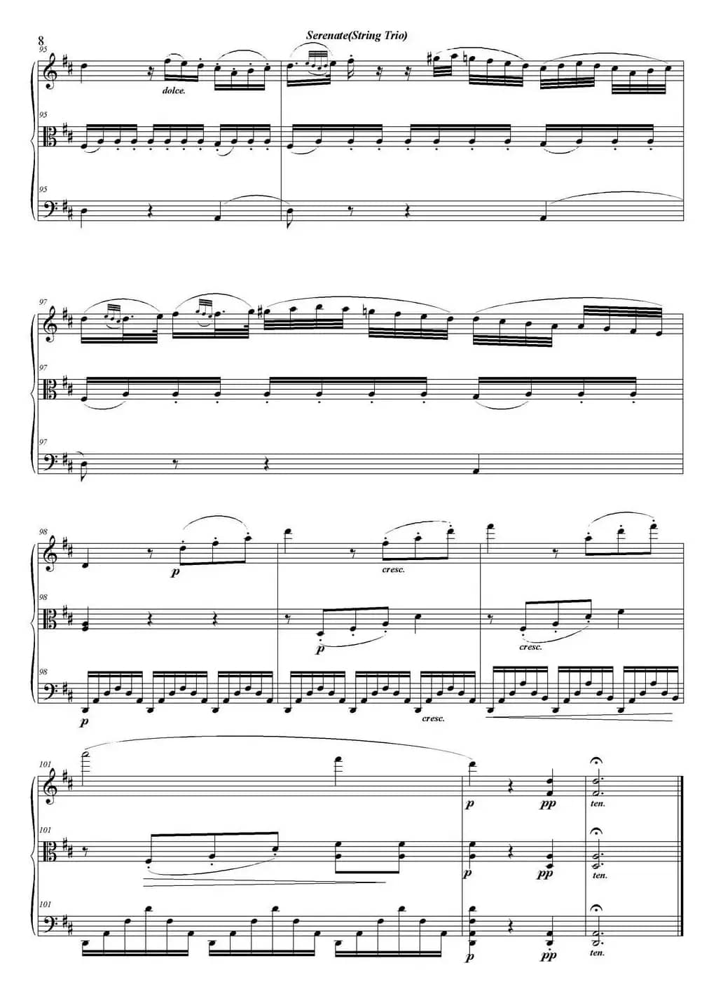 Serenate（String Trio）（D大调弦乐三重奏Op.8,I）