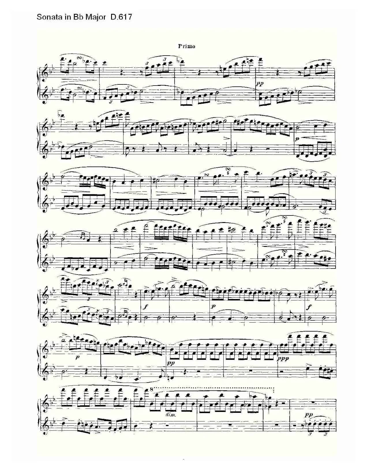 Sonata in Bb Major D.617(Bb大调奏鸣曲 D.617)