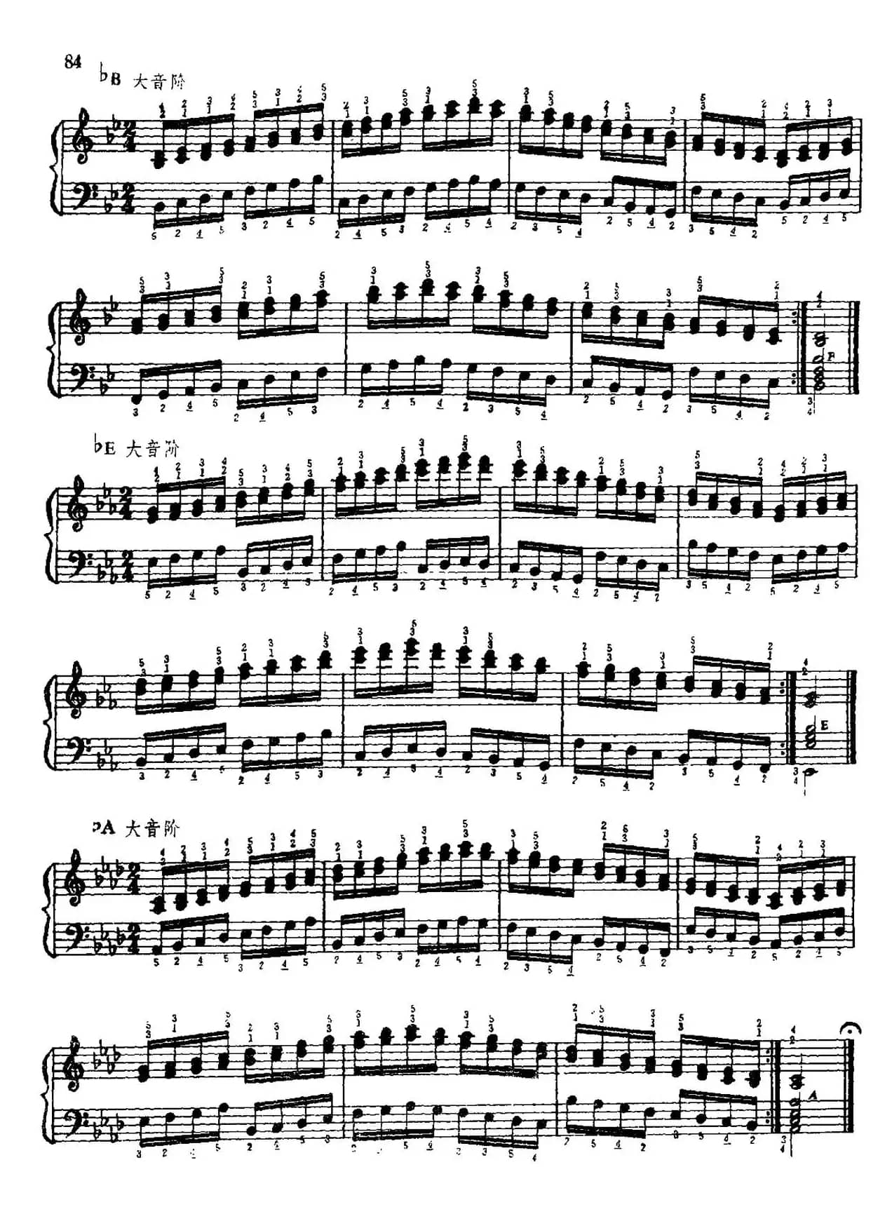 手风琴手指练习 第二部分（常用各调平行三度的音阶练习）