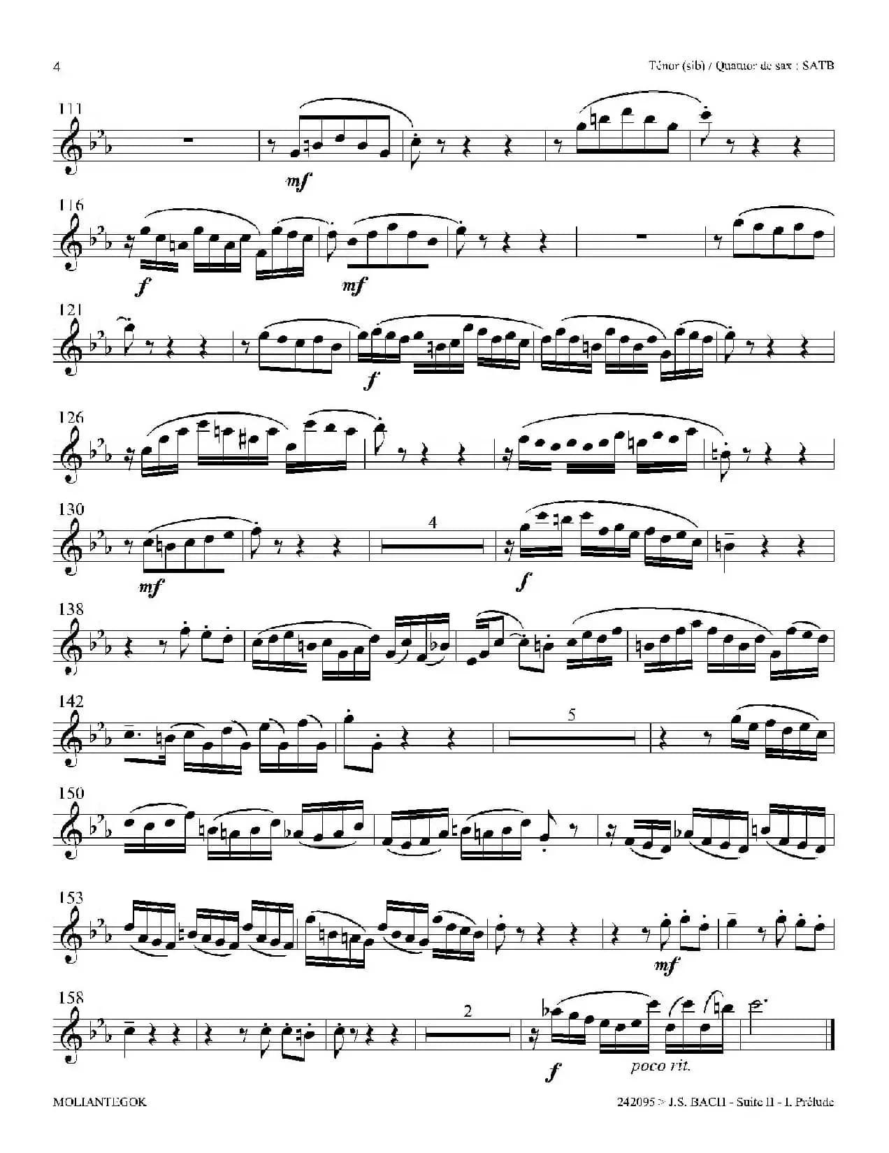 Suite anglaise No 2,BWV 807（法国组曲之二·前奏曲）（次中音萨克斯分谱）