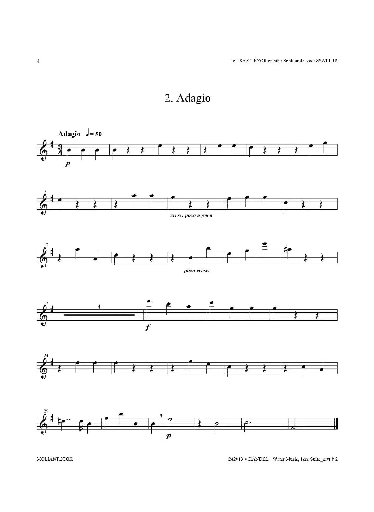 Water Music（HWV.348 No.1）（第一次中音萨克斯）
