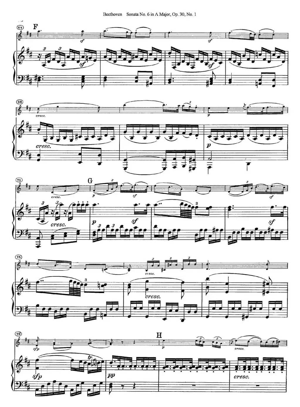 Violin Sonata No.6 in A Major Op.30 No.1（小提琴+钢琴伴奏）