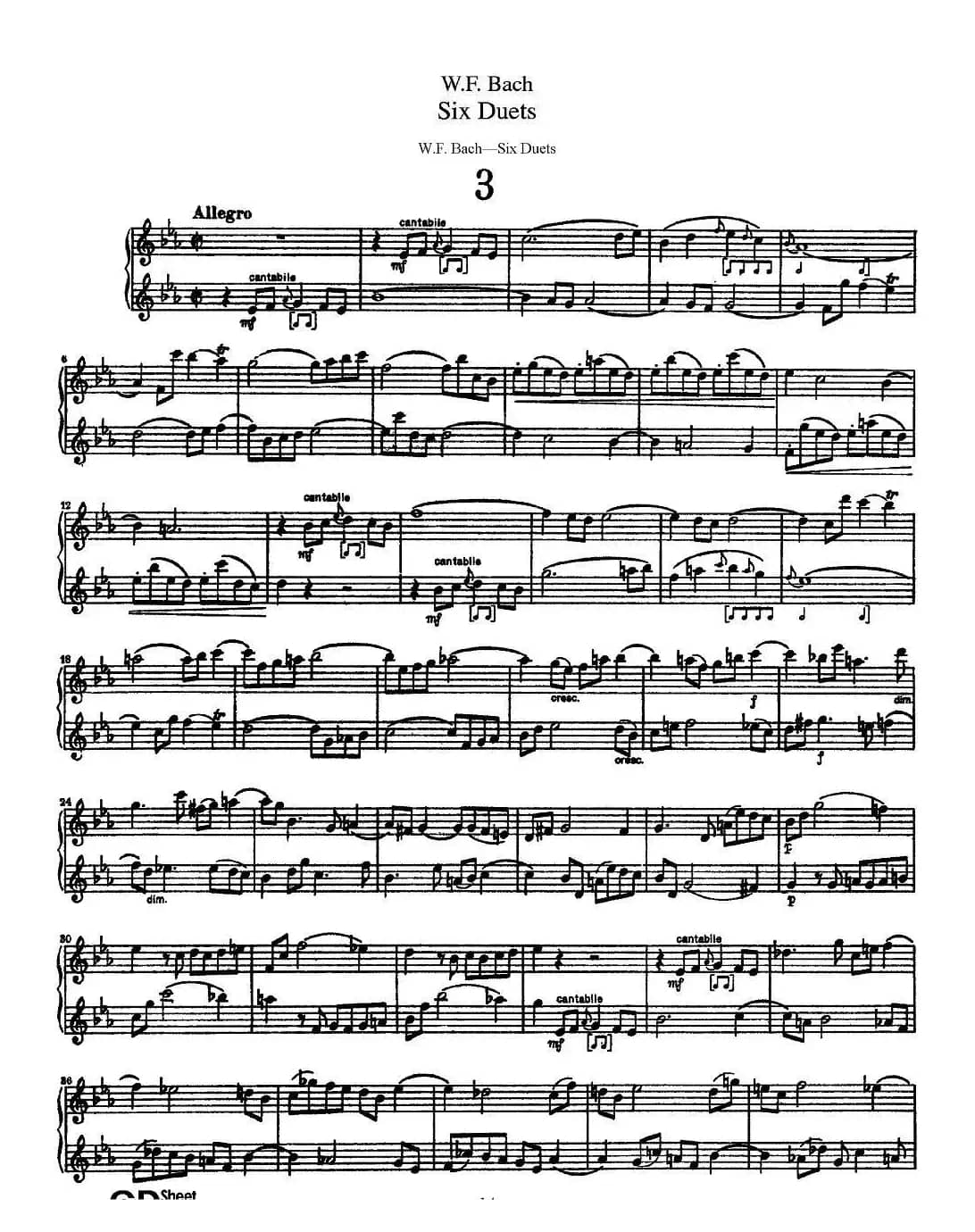 W.F.巴赫—六首二重奏练习曲（3）