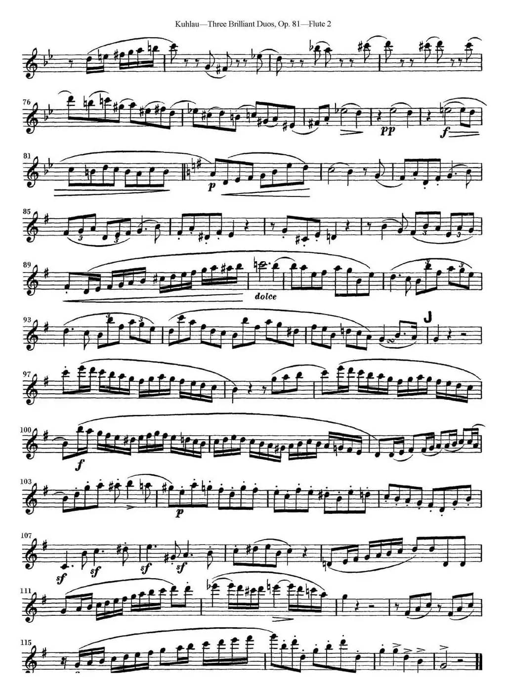 库劳长笛二重奏练习三段OP.81——Flute 2（NO.3）
