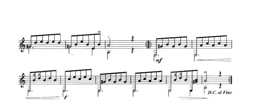 古典吉他考级一级外国乐曲A组（4首）