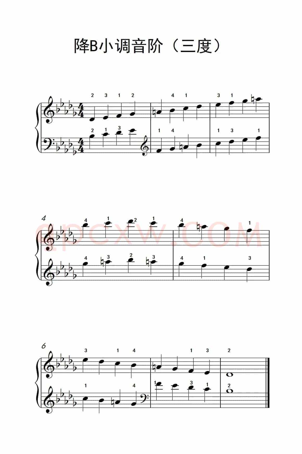 降B小调音阶（三度）（孩子们的钢琴音阶、和弦与琶音 2）