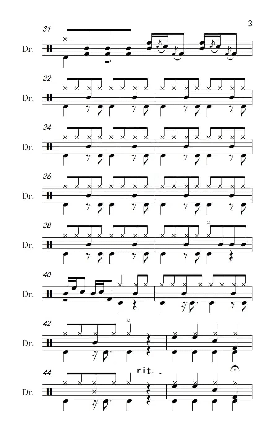 我只在乎你（架子鼓谱）