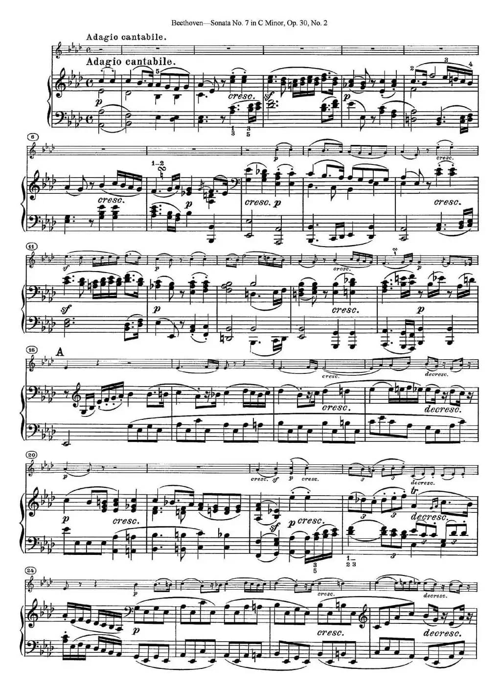 Violin Sonata No.7 in C Minor Op.30 No.2（小提琴+钢琴伴奏）