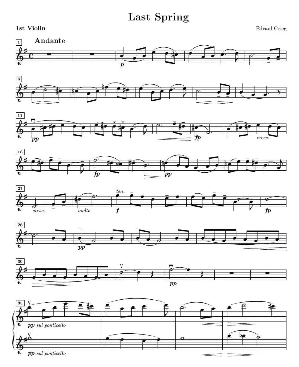 Last spring（逝去的春天、第一小提琴分谱）
