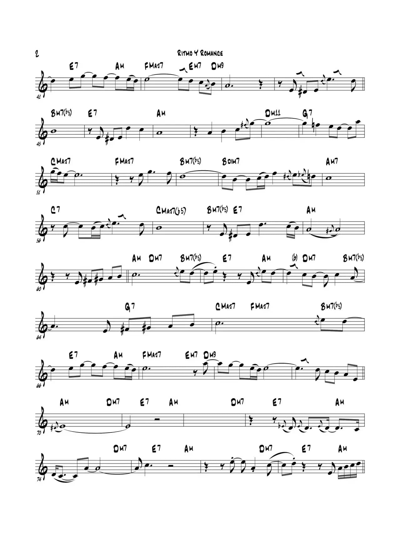 Ritmo Y Romanc（Bb Part）