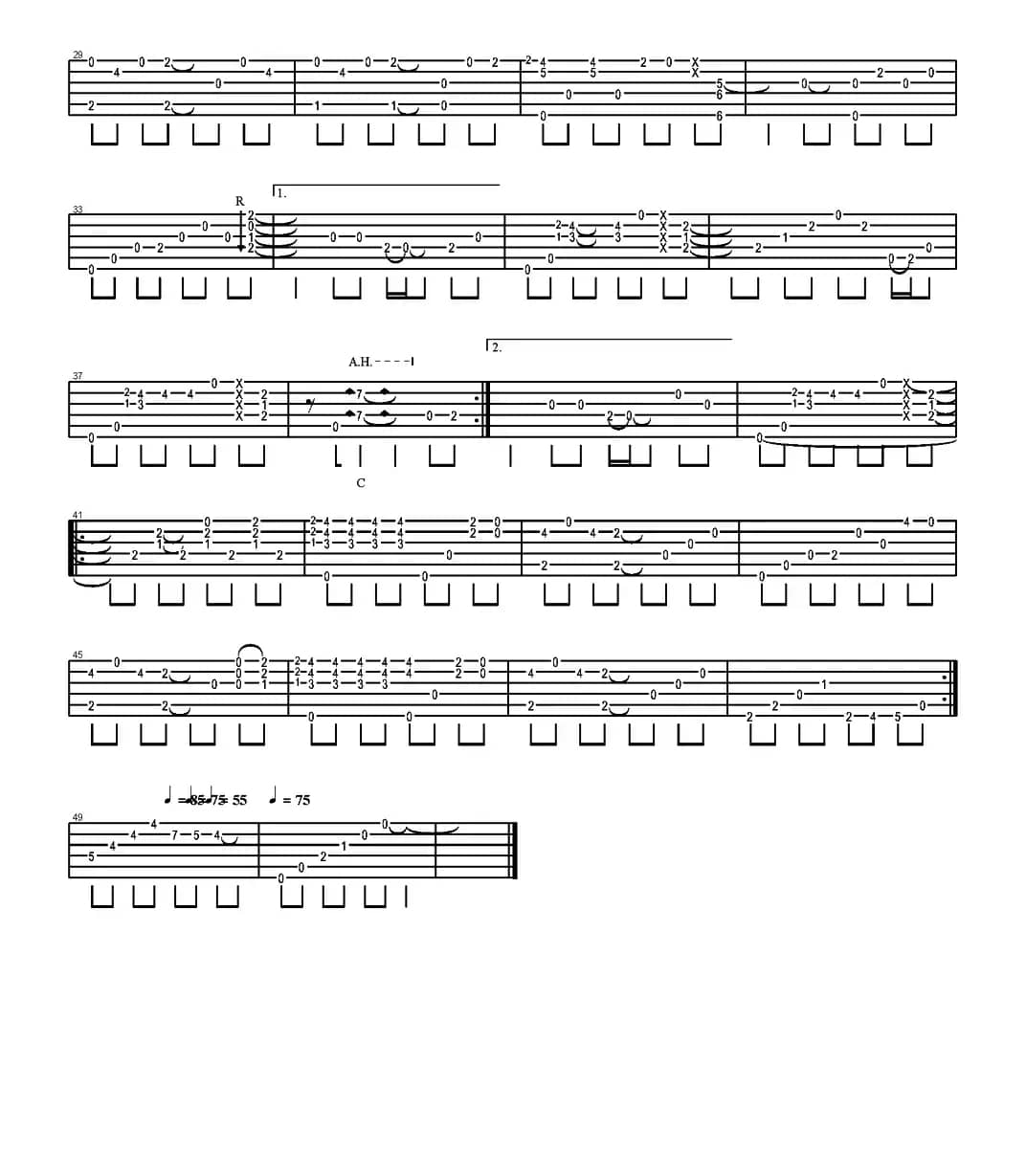 昨日重现（岸部真明指弹吉他谱）