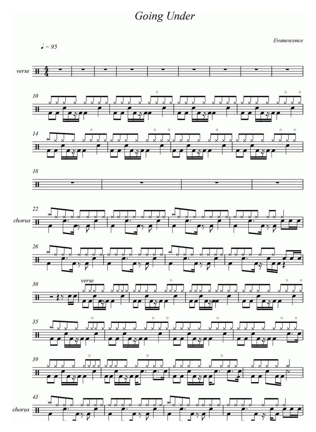 爵士鼓谱：Evanescence-Going under