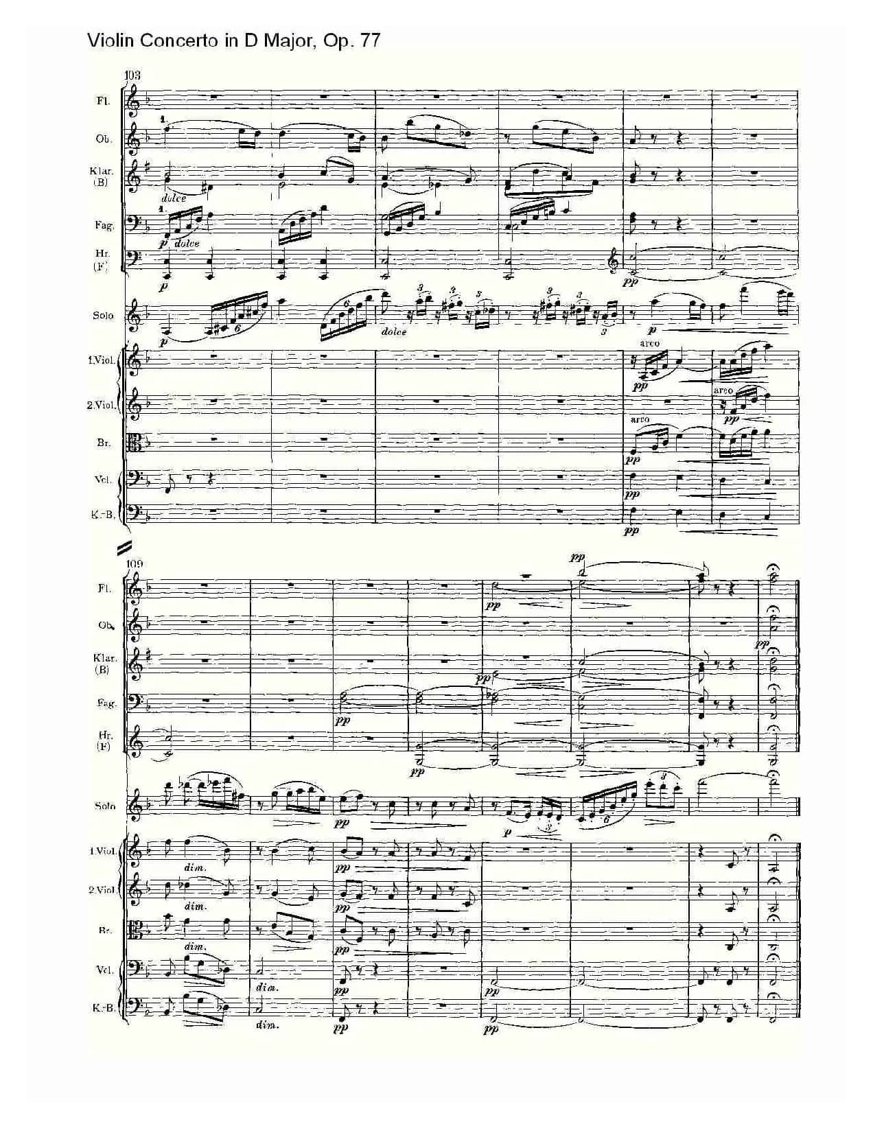 D大调小提琴协奏曲, Op.77第二乐章