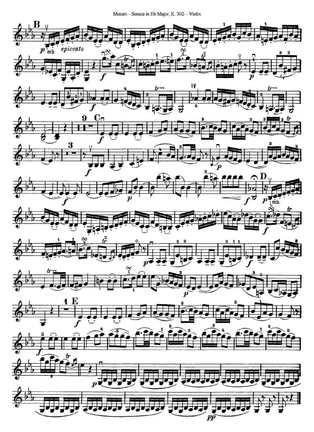 Violin Sonata in Eb Major K.302