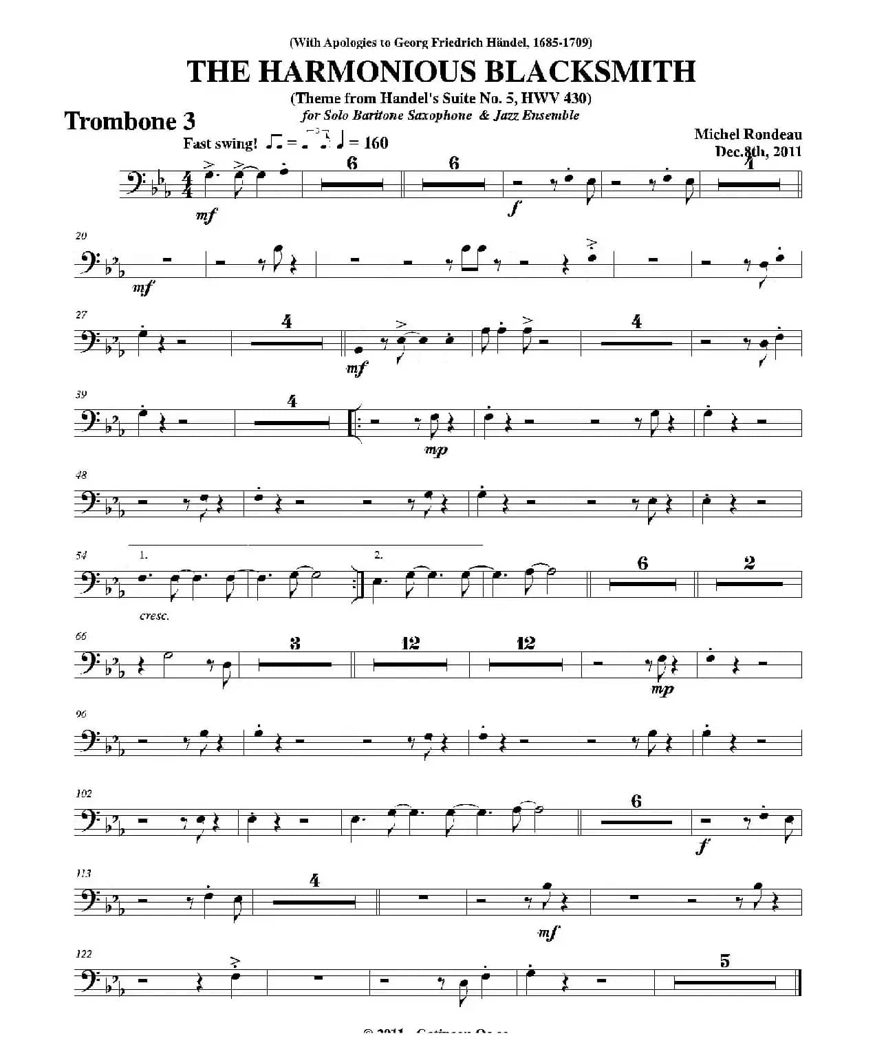 THE HARMONIOUS BLACKSMITH（第三长号分谱）