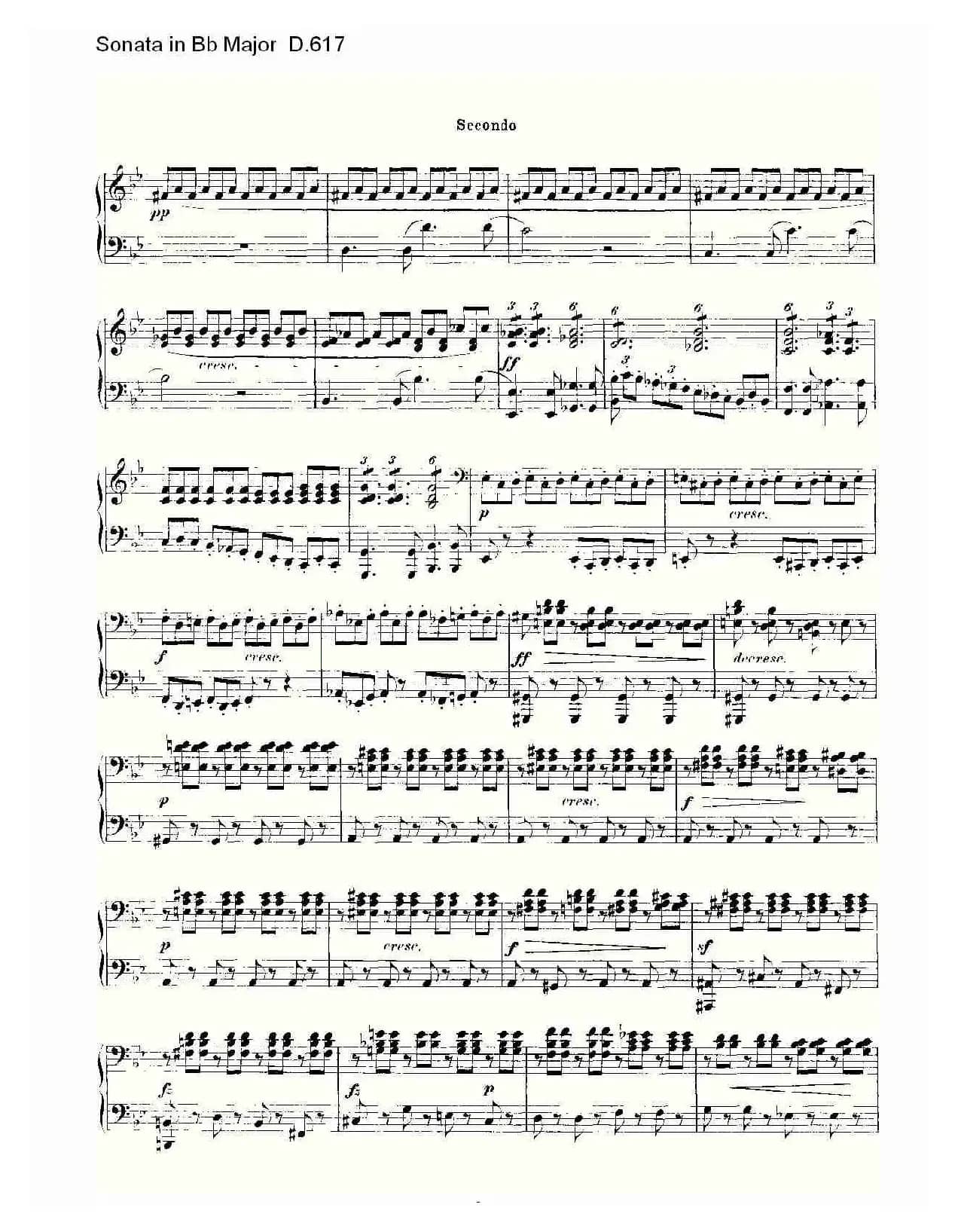 Sonata in Bb Major D.617(Bb大调奏鸣曲 D.617)
