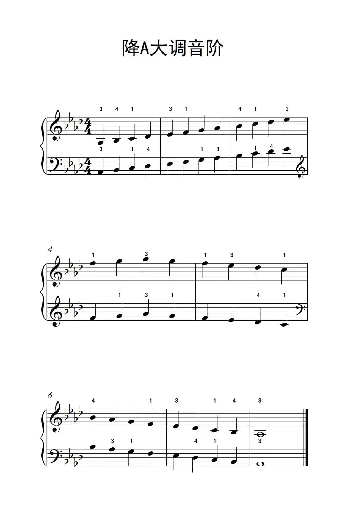 降A大调音阶（孩子们的钢琴音阶、和弦与琶音 2）