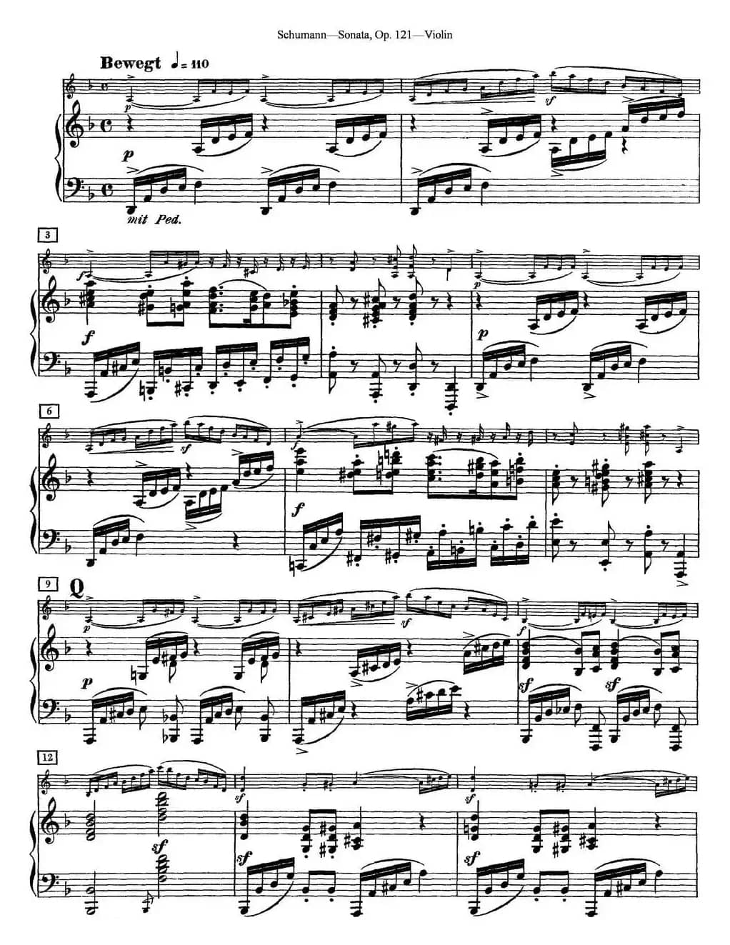 Violin Sonata Op.121（小提琴+钢琴伴奏）