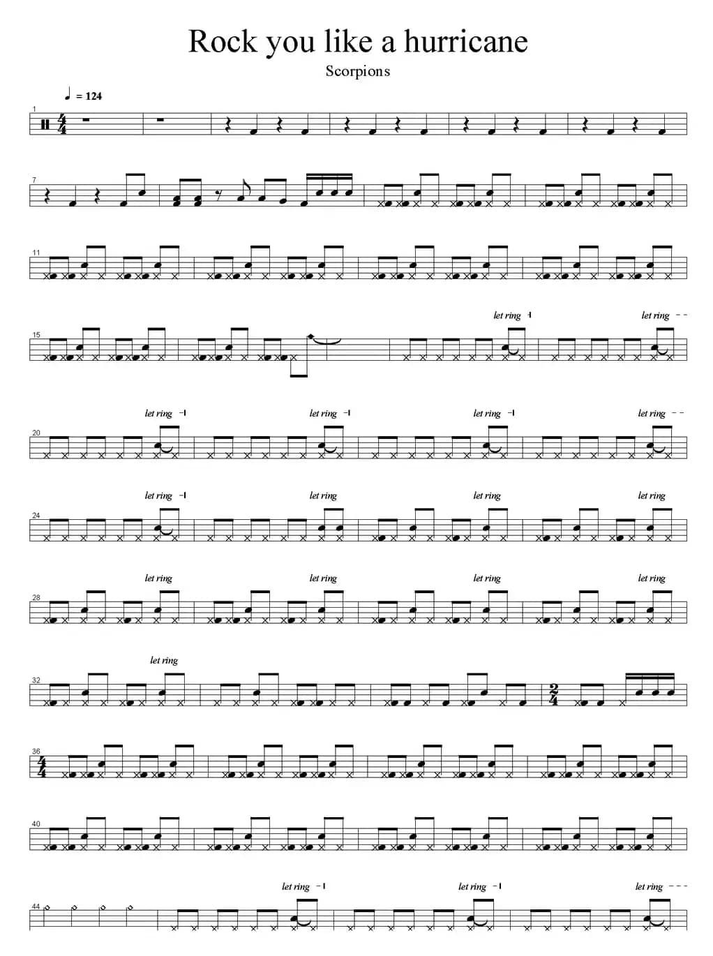 爵士鼓谱：Scorpions - Rock you like a hurricane