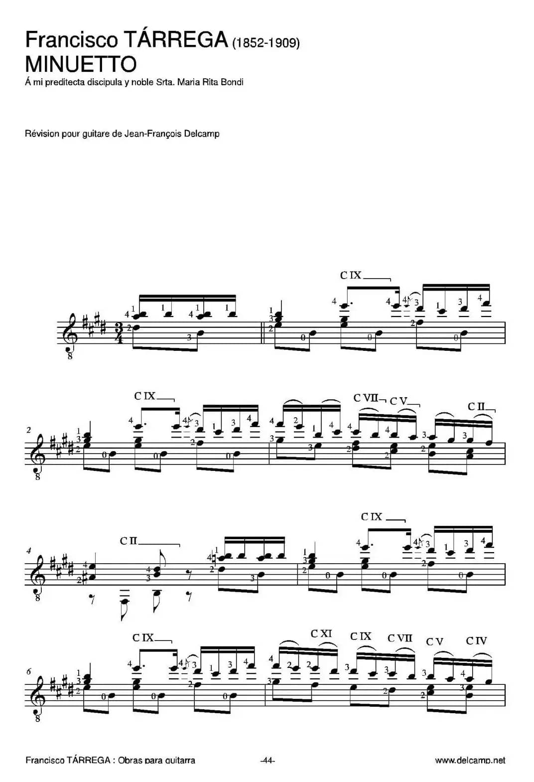MINUETTO(A mi preditecta discipula y noble Srta. Maria Rita Bondi)（古典吉他）