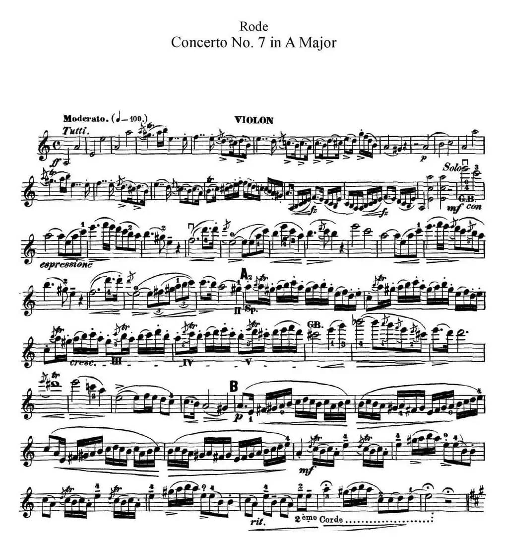 Rode Concerto No.7 in A Major（小提琴分谱）
