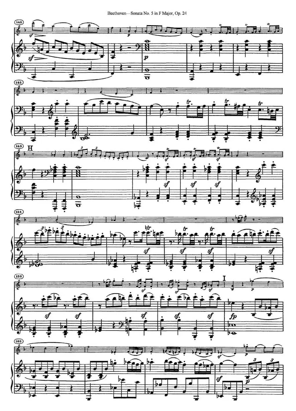 Violin Sonata No.5 in F Major Op.24（小提琴+钢琴伴奏）