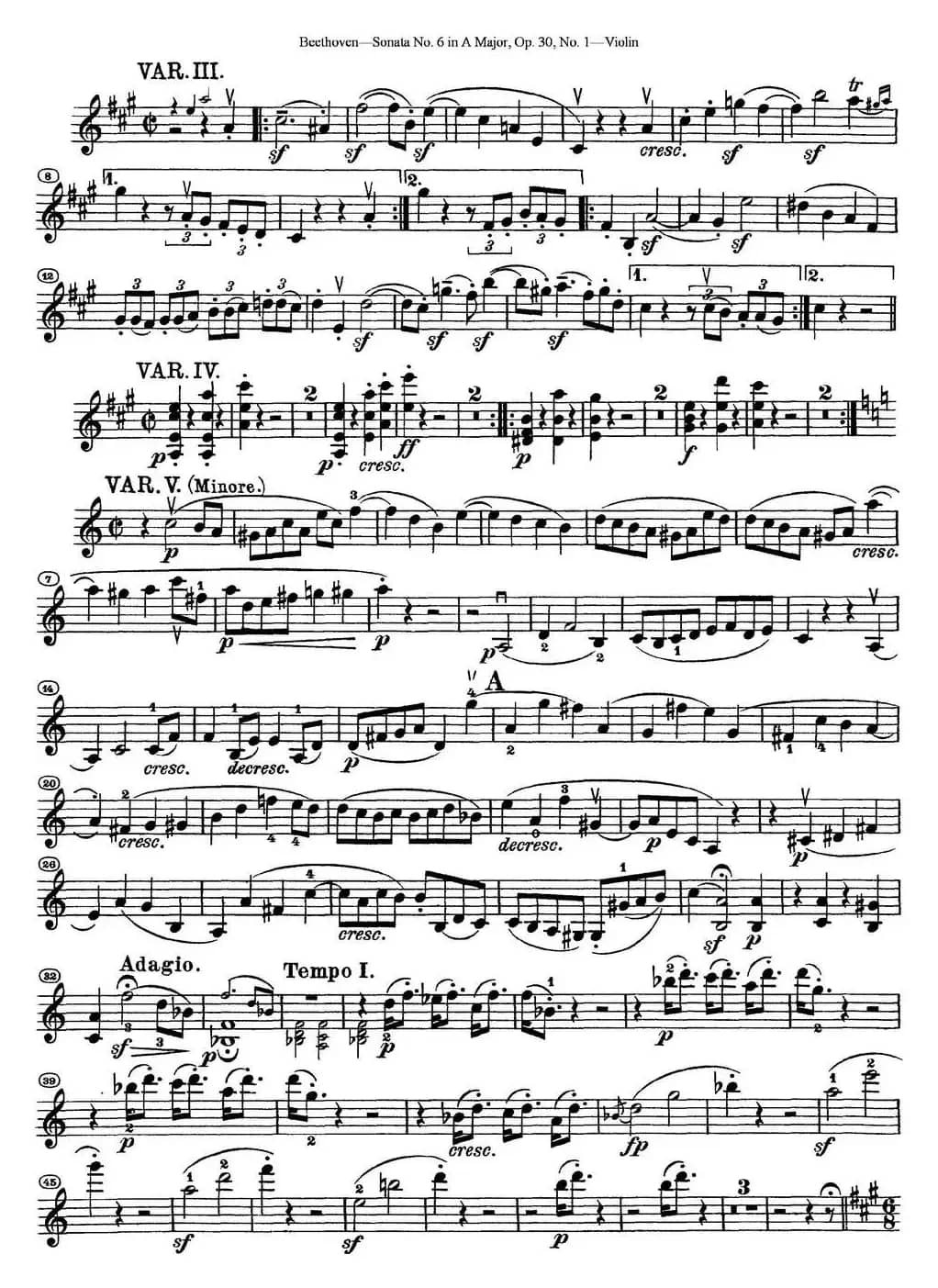 Violin Sonata No.6 in A Major Op.30 No.1