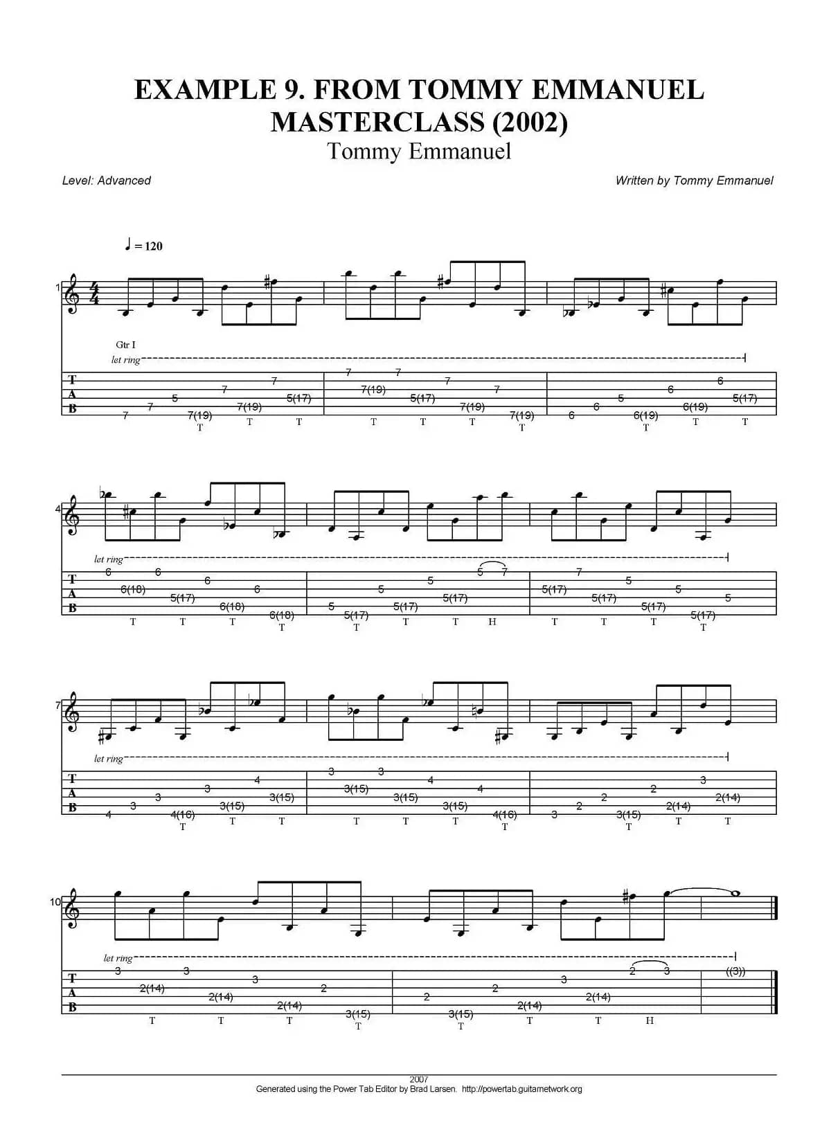 tommy emmanuel：masterclass example-9（指弹吉他）