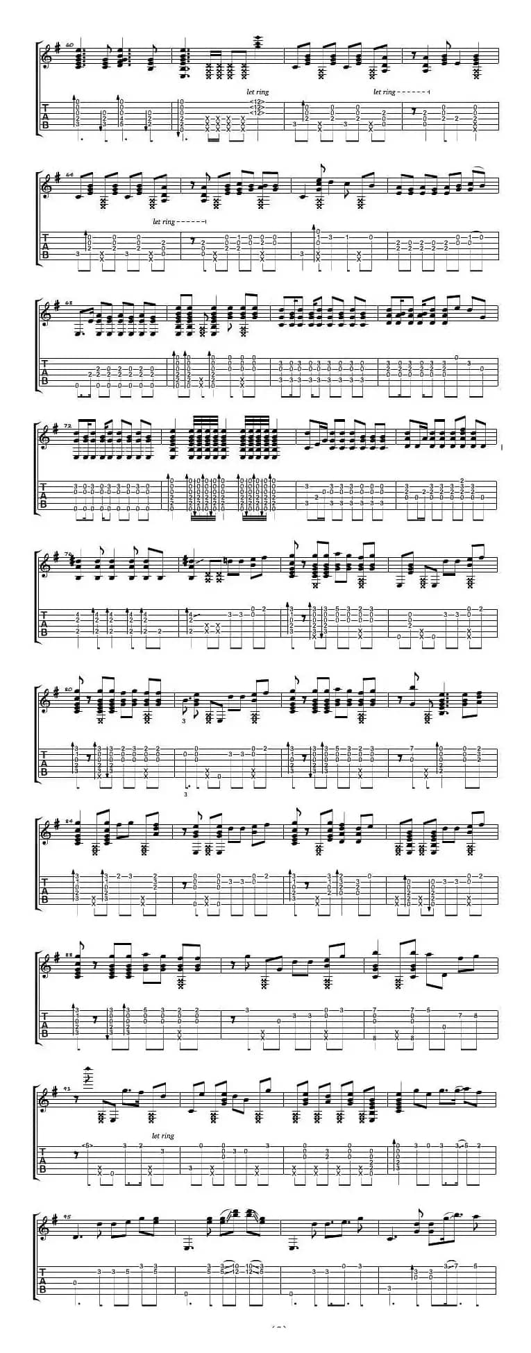 一天一天（指弹吉他谱）