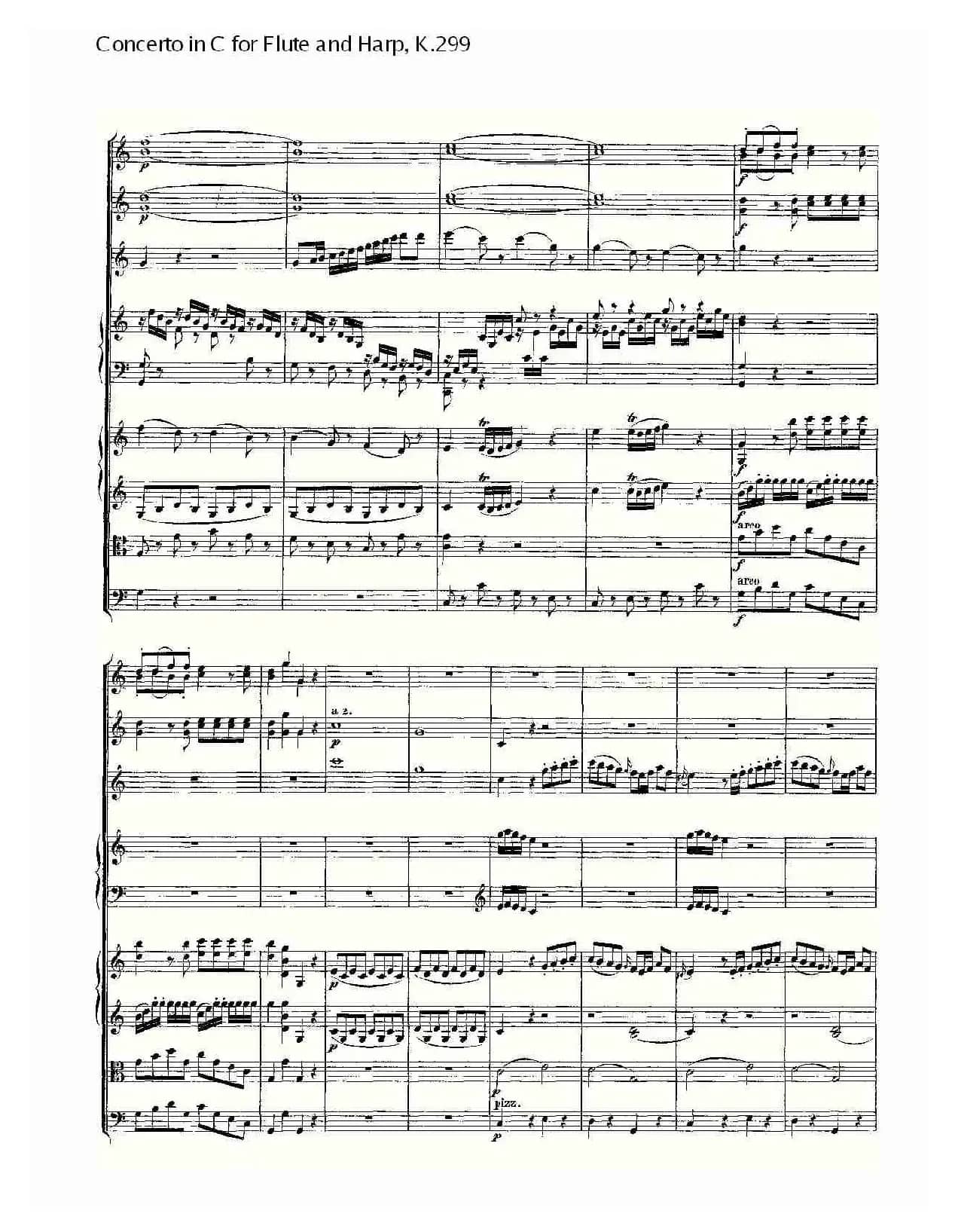 C调长笛与竖琴协奏曲, K.299（一）