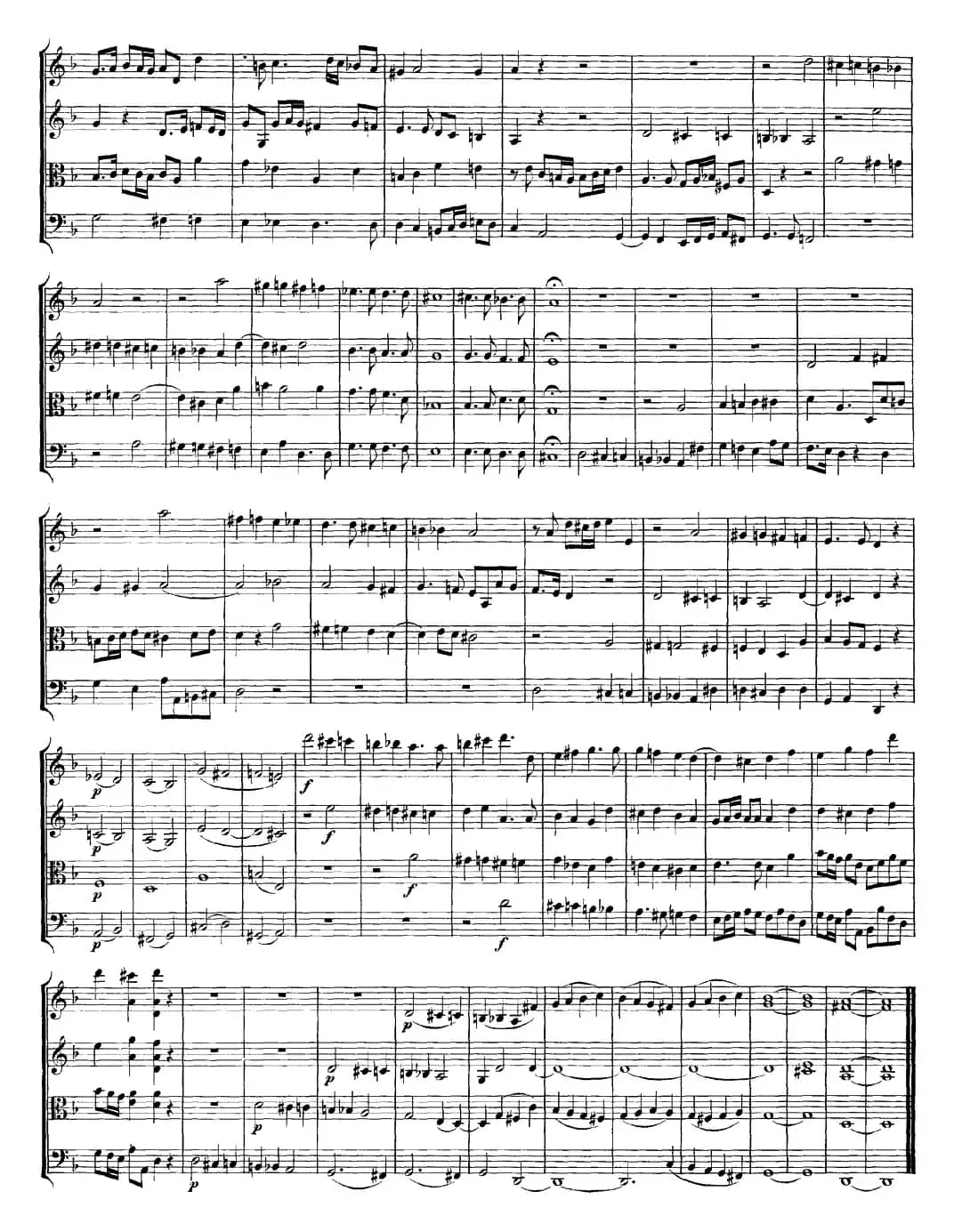 Mozart《Quartet No.13 in D Minor,K.173》（总谱）