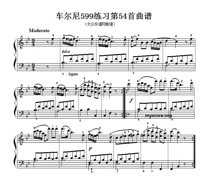 车尔尼599第54首曲谱及练习指导