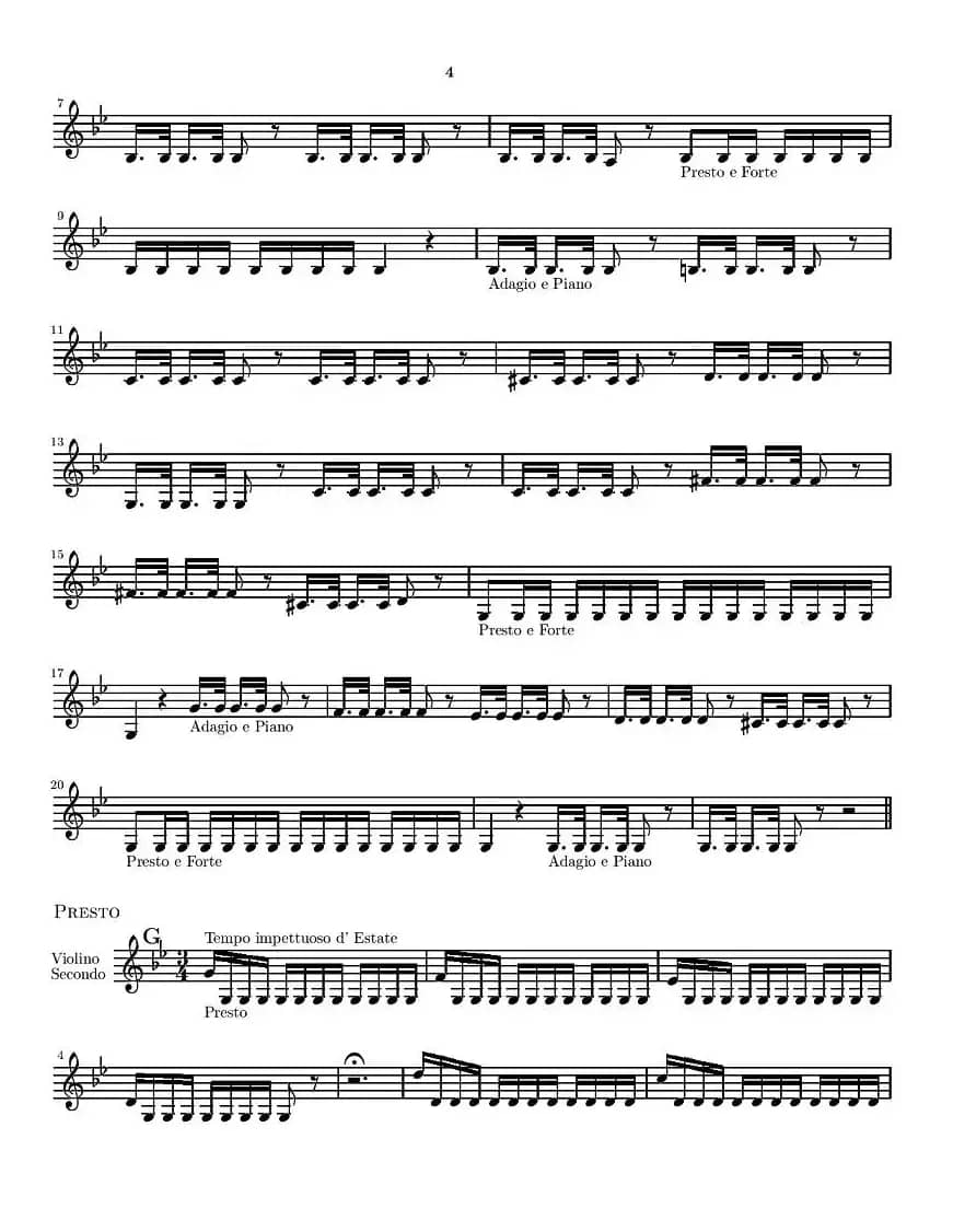 维瓦尔第“四季套曲”之夏（第二小提琴谱）