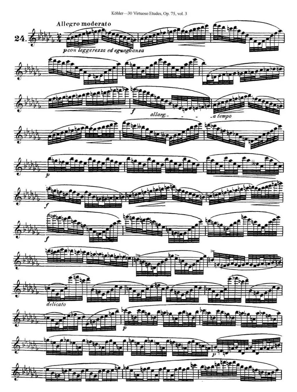 柯勒30首高级长笛练习曲作品75号（NO.24）