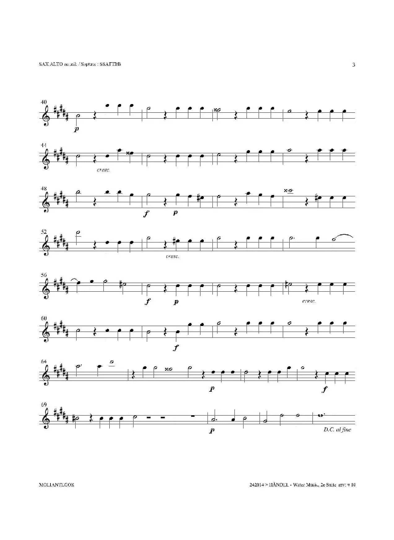 Water Music（HWV.349 No.2）（中音萨克斯）