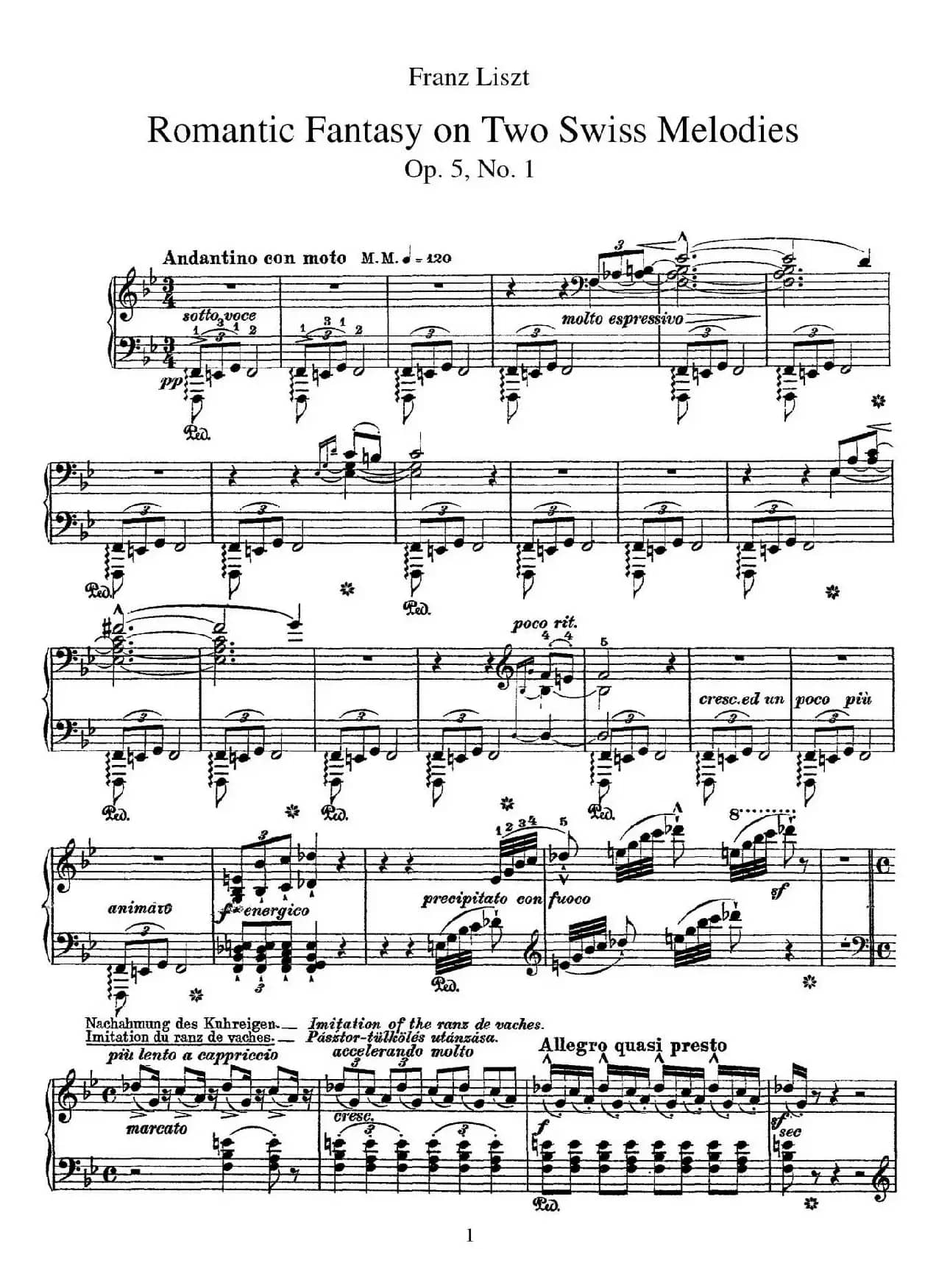 Romantic Fantasy on 2 Swiss Melodies Op.5（浪漫幻想曲）