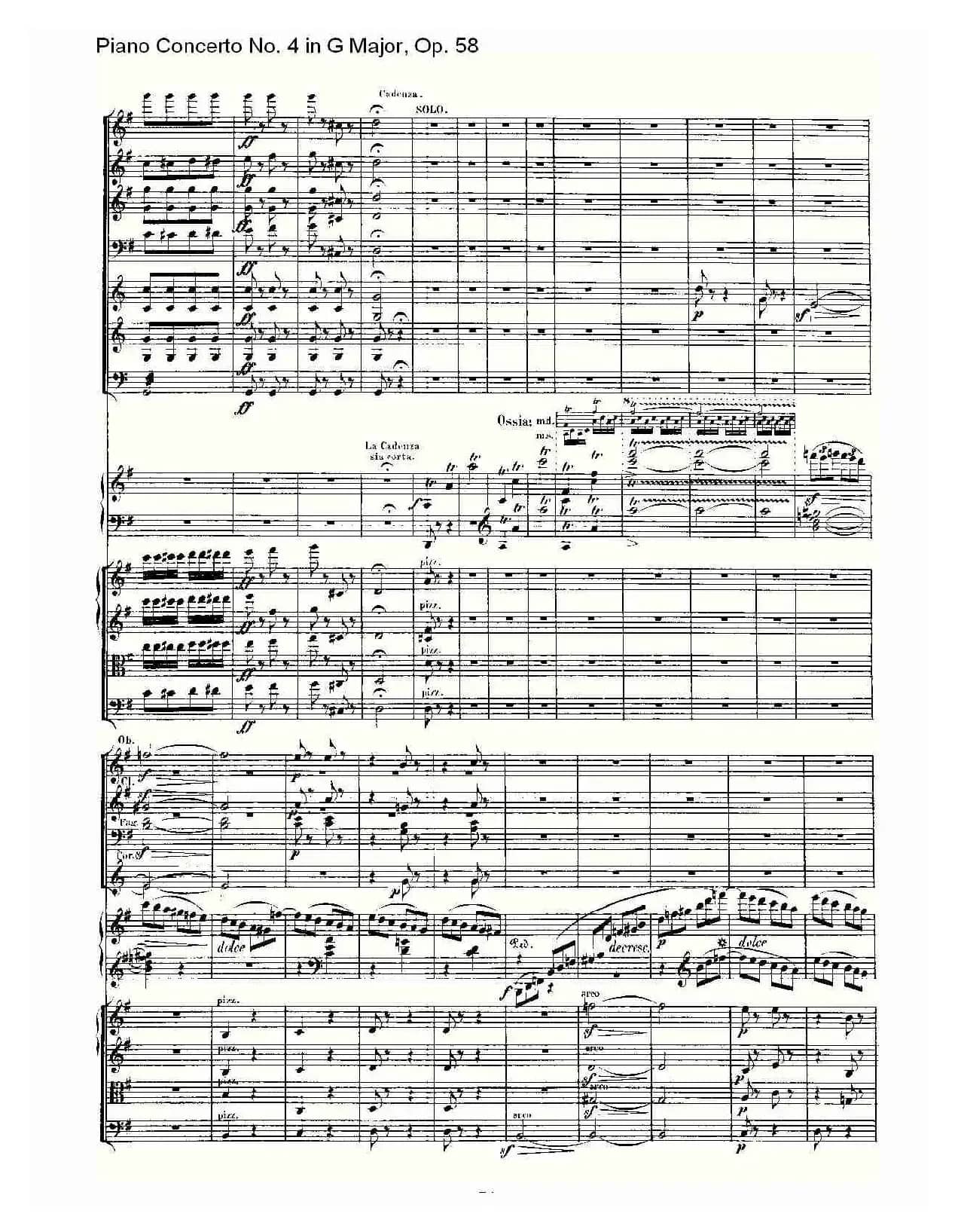 Ｇ大调钢琴第四协奏曲 Op.58 第三乐章（总谱）