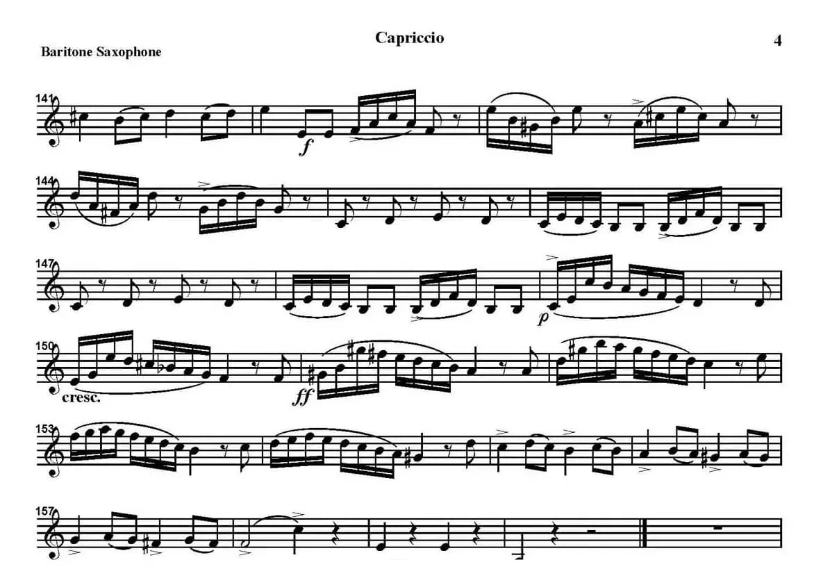 CAPRICCIO（四重奏·上低音萨克斯分谱）