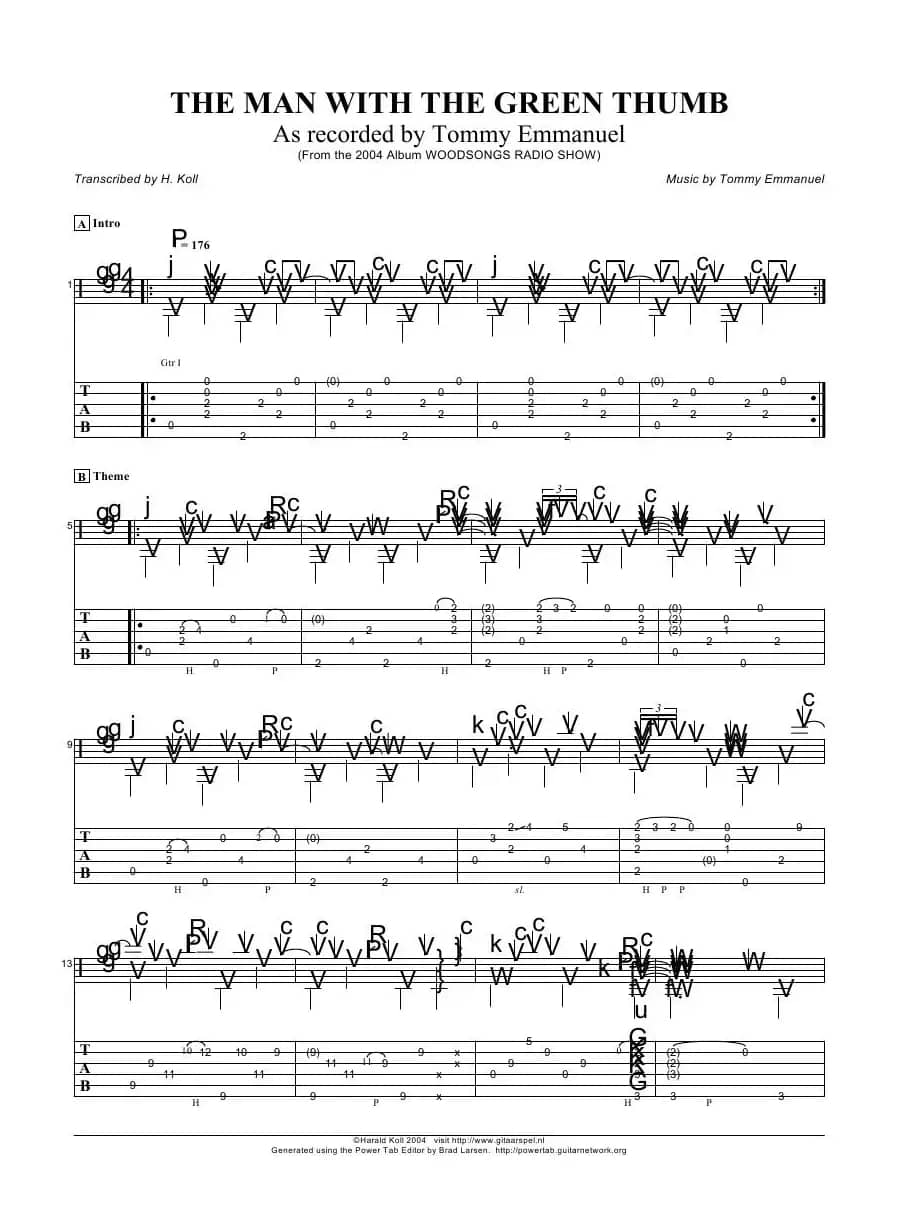 tommy emmanuel：the man with the green thumb version 2（指弹吉它）