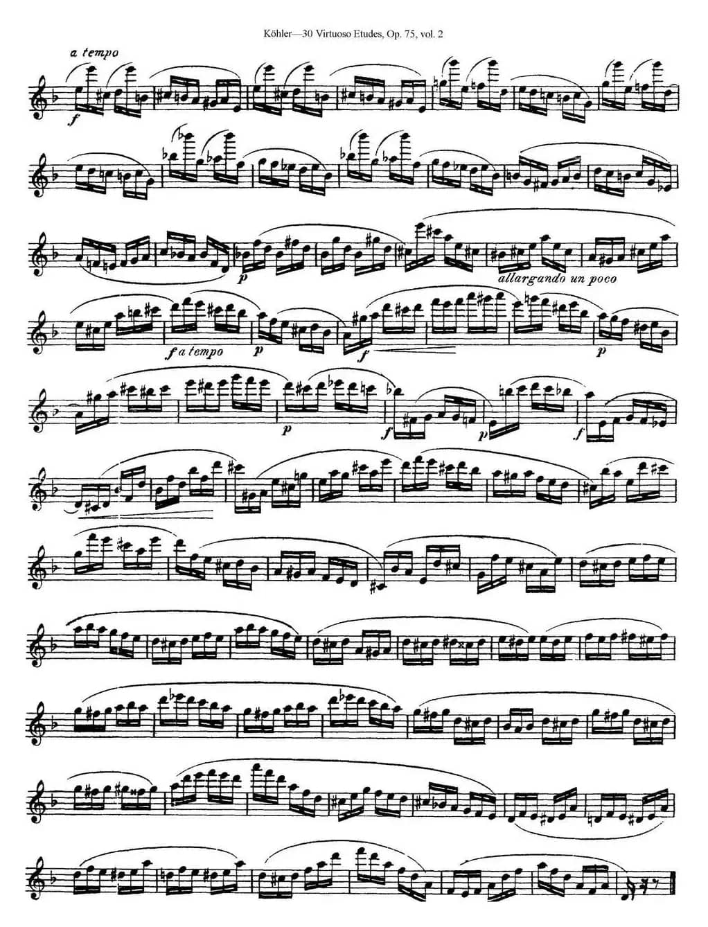 柯勒30首高级长笛练习曲作品75号（NO.20）